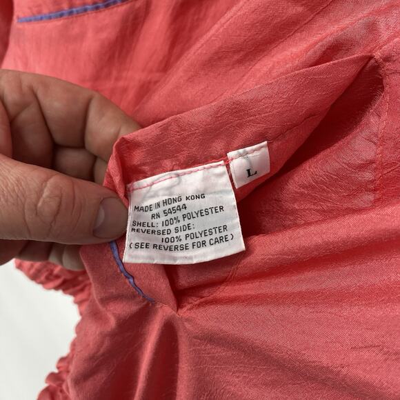 Vintage 80’s Full Zip Reversible Neon Wind Breaker Women’s Size L - Picture 7 of 10